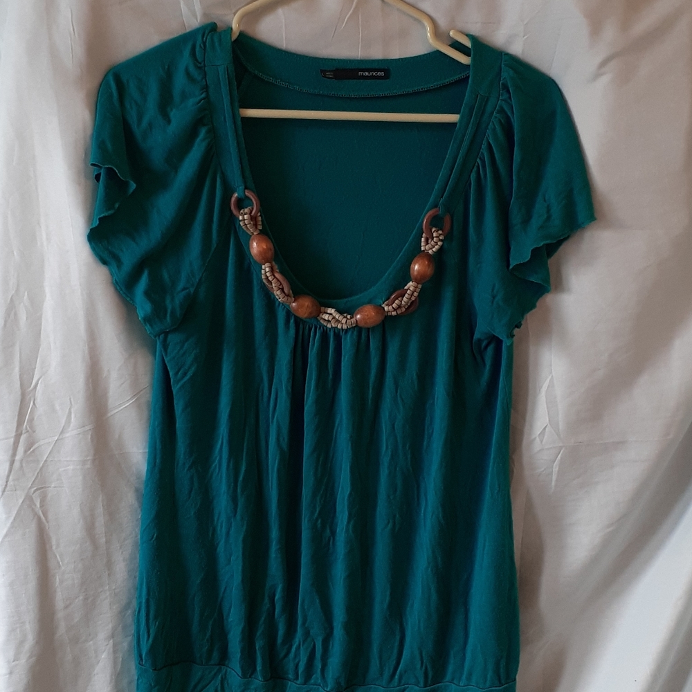 Women's Maurice's blouse with wooden beads